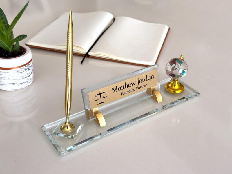 Personalized Executive Gift for Office 1.77 x 5.90 inches Clear Crystal Glass with Colorful Spinning Globe and Pen Personalized Executive Gift for Office 1.77 x 5.90 inches Clear Crystal Glass with Colorful Spinning Globe and Pen