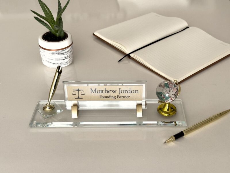 il_fullxfull.6796142792_idyk.jpg Black Crystal Desktop Name Plaque 1.77 x 5.90 in | Glass Globe