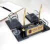 Black Glass Organizer Luxury Set | Card Holder & Pen Cup