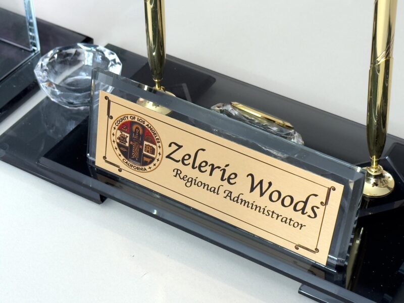 Black Glass Organizer Luxury Set | Card Holder & Pen Cup