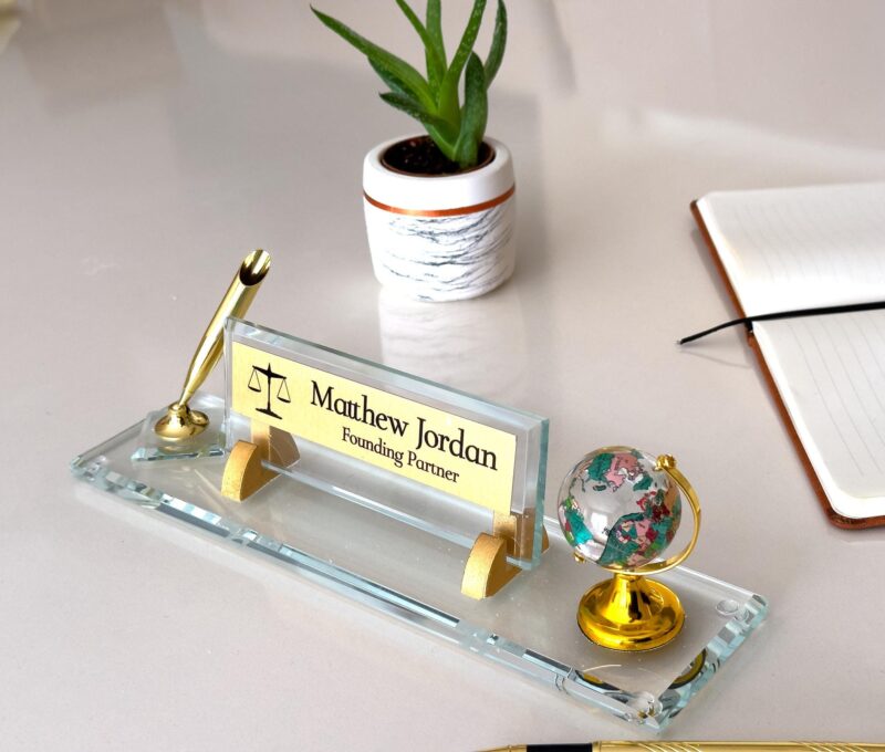 il_fullxfull.6844158043_3jk3.jpg Black Crystal Desktop Name Plaque 1.77 x 5.90 in | Glass Globe