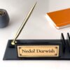 Custom Gift Dad 1.77 x 5.90 inches Black Crystal Desk Nameplate with Card Holder and Pen Custom Gift Dad 1.77 x 5.90 inches Black Crystal Desk Nameplate with Card Holder and Pen