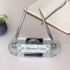 Elegant Graduation Gift 1.77 x 5.90 inches Clear Crystal Desk Nameplate with Clock and Dual Silver Pens Elegant Graduation Gift 1.77 x 5.90 inches Clear Crystal Desk Nameplate with Clock and Dual Silver Pens