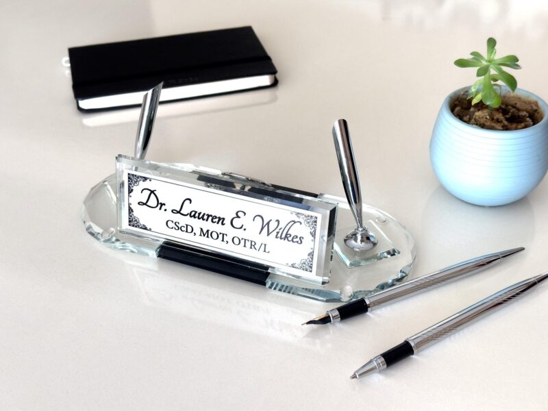 il_fullxfull.6954439992_ohfu.jpg PhD Office Nameplate 1.77 x 5.90 in | Crystal Clock Set