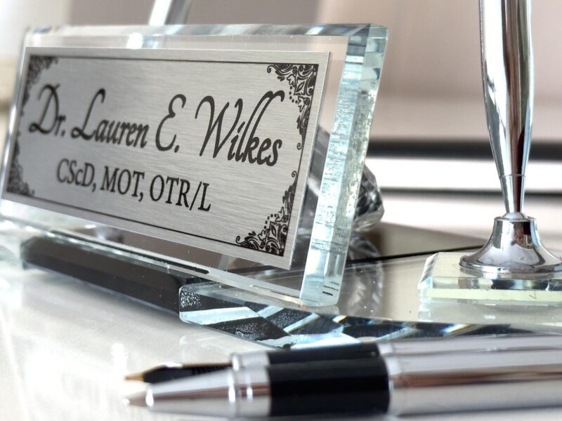 il_fullxfull.6954466336_3mfl.jpg PhD Office Nameplate 1.77 x 5.90 in | Crystal Clock Set