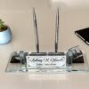 il_fullxfull.6958843568_d04w.jpg Luxury Glass Desk Nameplate | 1.77 x 5.90 in | Analog Clock & Pens