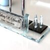 il_fullxfull.6958844034_2n4l-1.jpg Luxury Glass Desk Nameplate | 1.77 x 5.90 in | Analog Clock & Pens