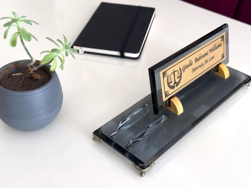 il_fullxfull.6995949837_6mdr.jpg Executive Desk Sign 1.77 x 5.90 in | Card Holder & Black Glass