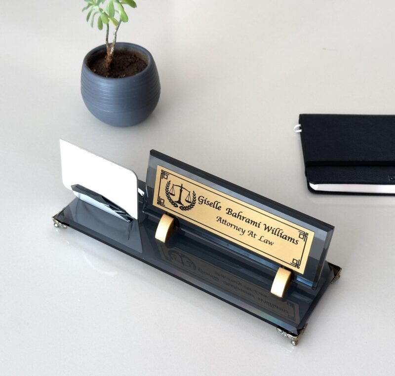 il_fullxfull.6995949933_d5qv.jpg Executive Desk Sign 1.77 x 5.90 in | Card Holder & Black Glass