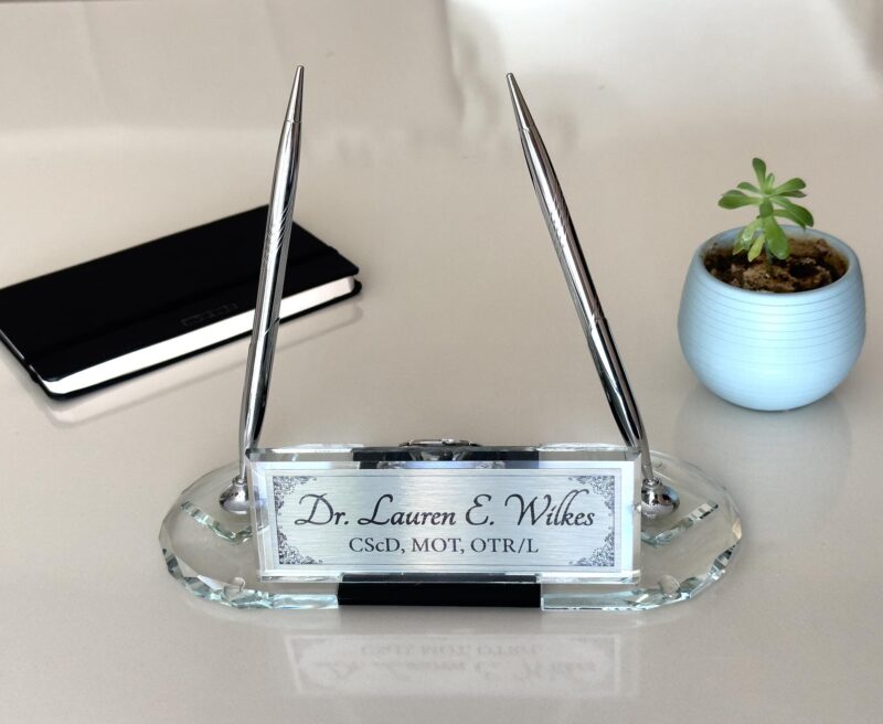 il_fullxfull.7002441377_pirw.jpg PhD Office Nameplate 1.77 x 5.90 in | Crystal Clock Set