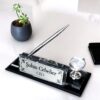 Custom Glass Desk Name Plate with Logo 1.77 x 5.90 in | CEO