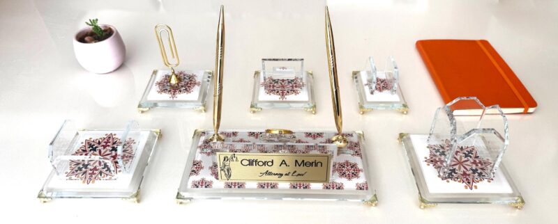 il_fullxfull.7263240861_m8aa.jpg Luxury Office Decor 6-Piece Crystal Set | Gold Accents & Clock